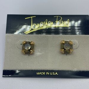 Gold tone CZ pierced earrings. NWT.